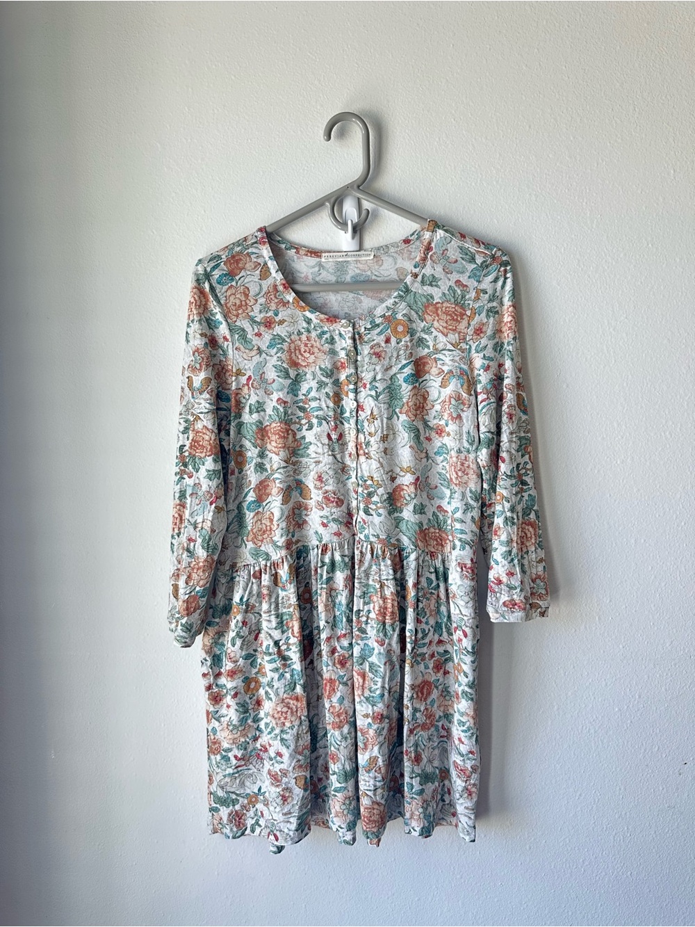 Peruvian connection //Pima Cotton Modal Floral Babydoll boho Dress - Medium